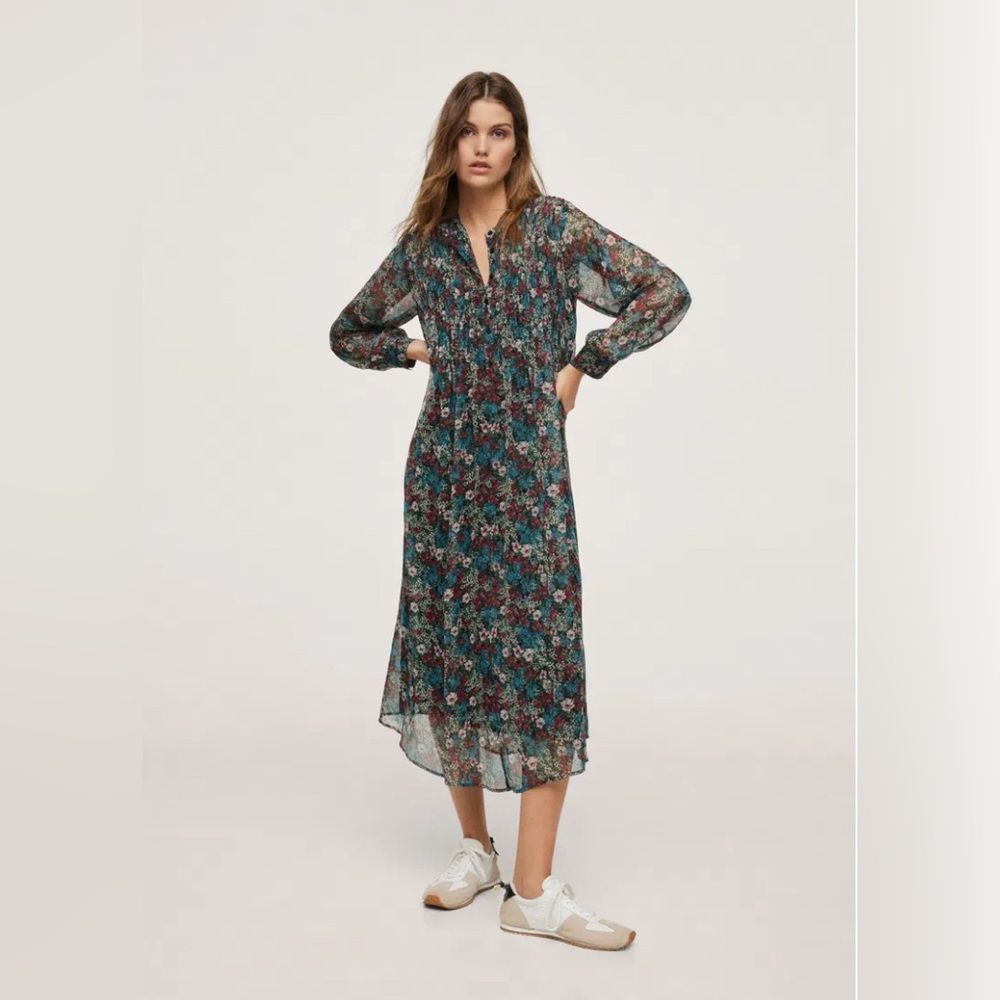 MNG | EUC - Floral Print Midi Dress - Size 4 - Fully Lined